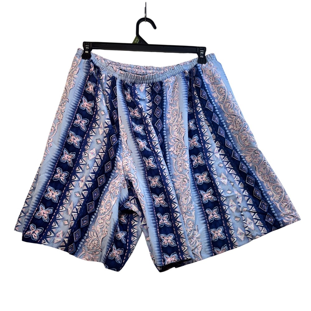 Graver Studio Womens Shorts Elastic Waist Blue Patterned Casual  Summer XL NWT‎